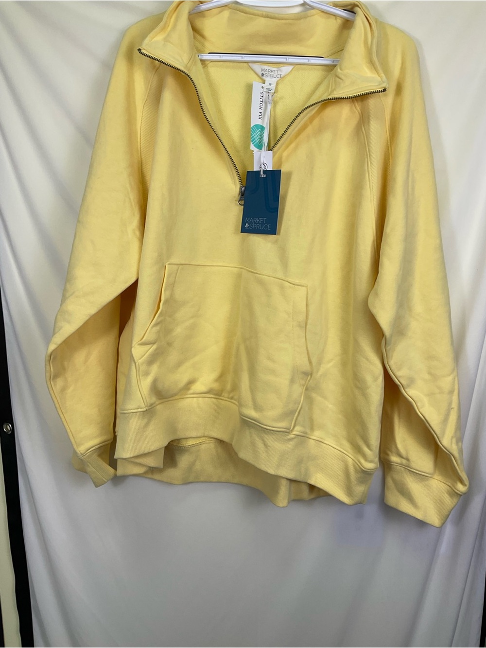 Market & Spruce Davis Raglan Fleece Quarter Zip Sweatshirt-Yellow - Picture 5 of 8
